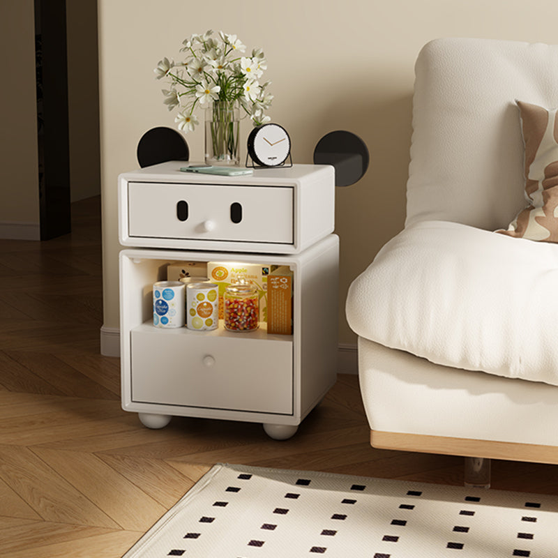 Lumendat Contemporary Creative Kids Mouse Shape Rubberwood Pine Wood Swivel Nightstand 2-Drawer For Bedroom Lumendat