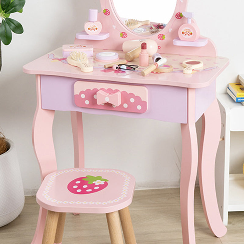 Lumendat Contemporary Creative Kids MDF Rectangular Makeup Vanity Set With Drawer For Bedroom & Living Room Lumendat