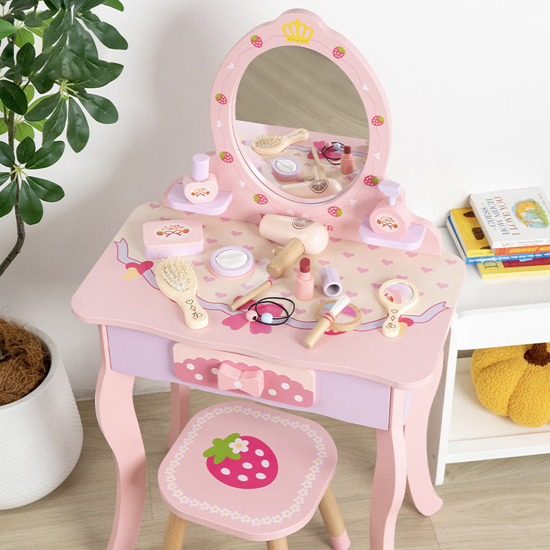 Lumendat Contemporary Creative Kids MDF Rectangular Makeup Vanity Set With Drawer For Bedroom & Living Room Lumendat