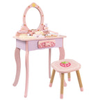Lumendat Contemporary Creative Kids MDF Rectangular Makeup Vanity Set With Drawer For Bedroom & Living Room Lumendat