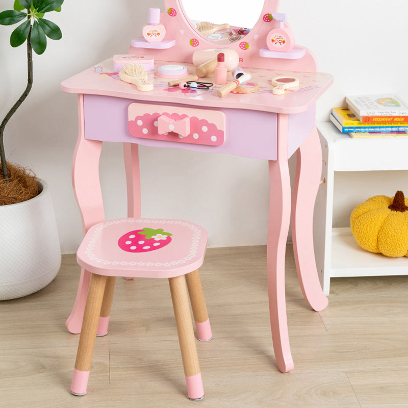Lumendat Contemporary Creative Kids MDF Rectangular Makeup Vanity Set With Drawer For Bedroom & Living Room Lumendat