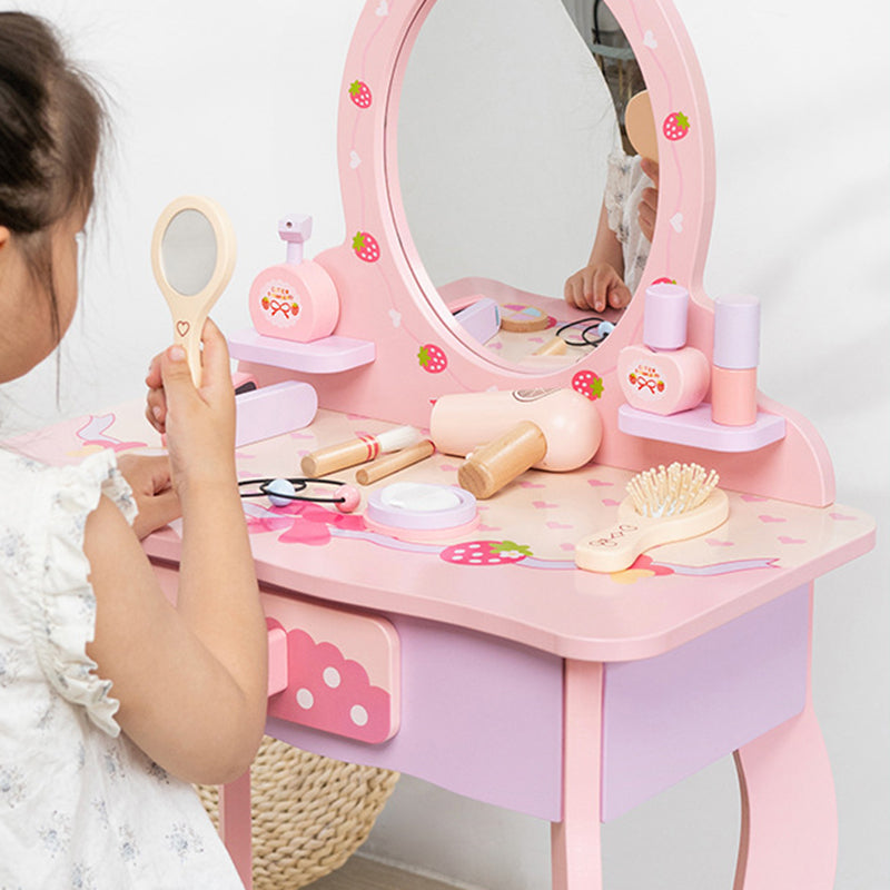 Lumendat Contemporary Creative Kids MDF Rectangular Makeup Vanity Set With Drawer For Bedroom & Living Room Lumendat