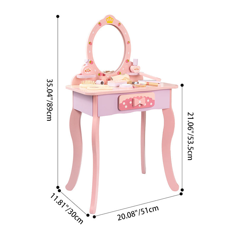 Lumendat Contemporary Creative Kids MDF Rectangular Makeup Vanity Set With Drawer For Bedroom & Living Room Lumendat
