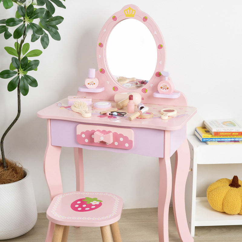 Lumendat Contemporary Creative Kids MDF Rectangular Makeup Vanity Set With Drawer For Bedroom & Living Room Lumendat