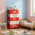 Lumendat Contemporary Creative Kids PP Plastic Rectangular Movable Storage Cabinet 5-Drawer For Living Room & Bedroom Lumendat