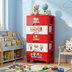 Lumendat Contemporary Creative Kids PP Plastic Rectangular Movable Storage Cabinet 5-Drawer For Living Room & Bedroom Lumendat
