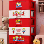 Lumendat Contemporary Creative Kids PP Plastic Rectangular Movable Storage Cabinet 5-Drawer For Living Room & Bedroom Lumendat