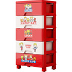 Lumendat Contemporary Creative Kids PP Plastic Rectangular Movable Storage Cabinet 5-Drawer For Living Room & Bedroom Lumendat