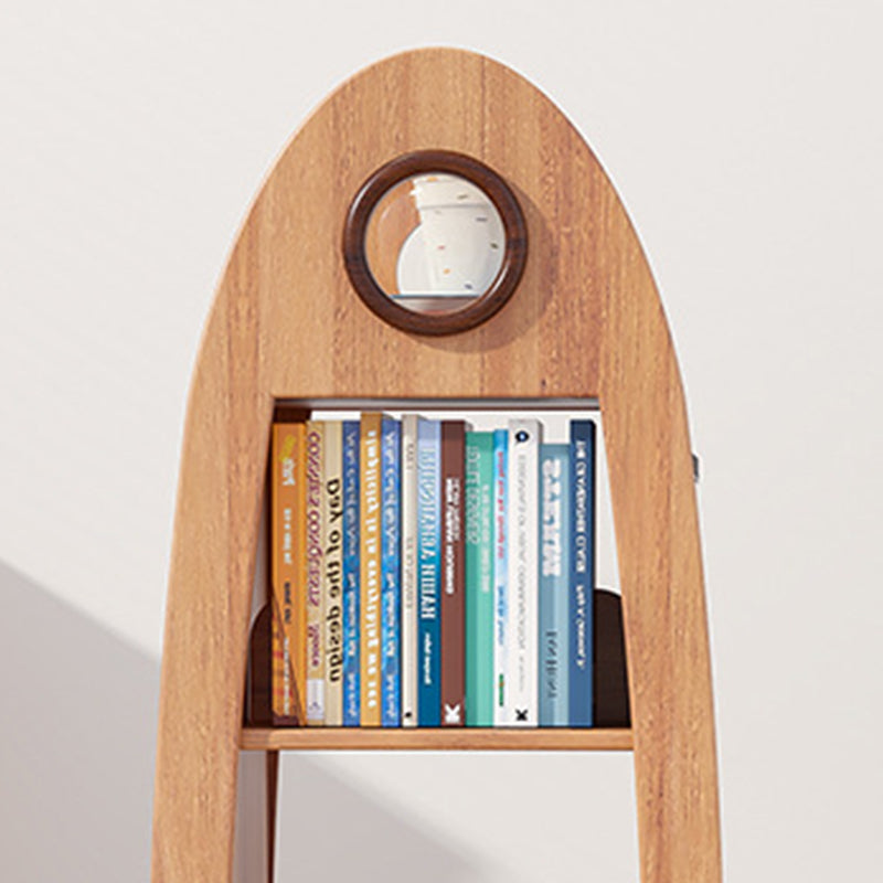 Lumendat Contemporary Creative Solid Wood Rocket-Shaped Swivel Bookshelf With 4-Tier Storage For Living Room & Bedroom Lumendat