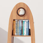 Lumendat Contemporary Creative Solid Wood Rocket-Shaped Swivel Bookshelf With 4-Tier Storage For Living Room & Bedroom Lumendat