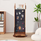Lumendat Contemporary Creative Solid Wood Rocket-Shaped Swivel Bookshelf With 4-Tier Storage For Living Room & Bedroom Lumendat