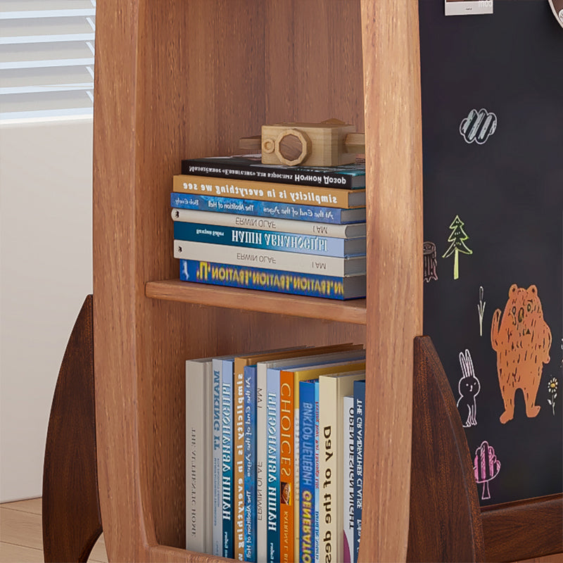 Lumendat Contemporary Creative Solid Wood Rocket-Shaped Swivel Bookshelf With 4-Tier Storage For Living Room & Bedroom Lumendat