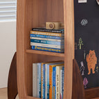 Lumendat Contemporary Creative Solid Wood Rocket-Shaped Swivel Bookshelf With 4-Tier Storage For Living Room & Bedroom Lumendat