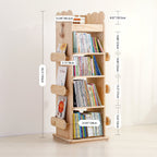 Lumendat Modern Minimalist Kids Pine Wood Rectangular Bookshelf Swivel 4/5 Tiers For Living Room & Bedroom Lumendat