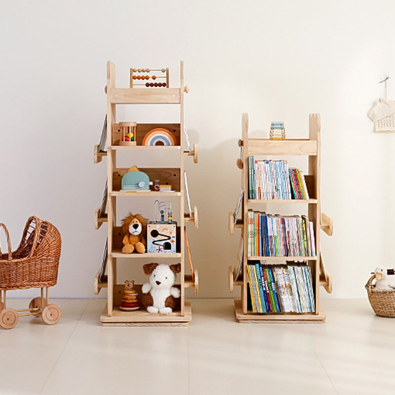 Lumendat Modern Minimalist Kids Pine Wood Rectangular Bookshelf Swivel 4/5 Tiers For Living Room & Bedroom Lumendat