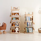 Lumendat Modern Minimalist Kids Pine Wood Rectangular Bookshelf Swivel 4/5 Tiers For Living Room & Bedroom Lumendat