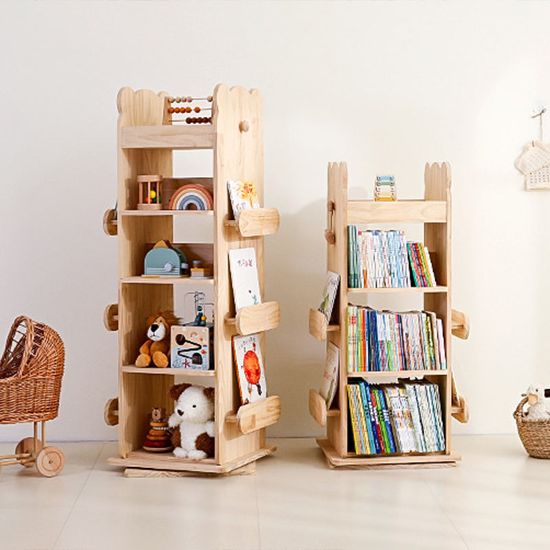 Lumendat Modern Minimalist Kids Pine Wood Rectangular Bookshelf Swivel 4/5 Tiers For Living Room & Bedroom Lumendat