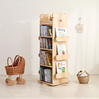 Lumendat Modern Minimalist Kids Pine Wood Rectangular Bookshelf Swivel 4/5 Tiers For Living Room & Bedroom Lumendat