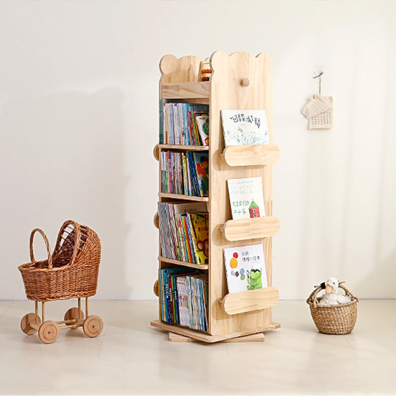 Lumendat Modern Minimalist Kids Pine Wood Rectangular Bookshelf Swivel 4/5 Tiers For Living Room & Bedroom Lumendat