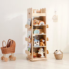 Lumendat Modern Minimalist Kids Pine Wood Rectangular Bookshelf Swivel 4/5 Tiers For Living Room & Bedroom Lumendat