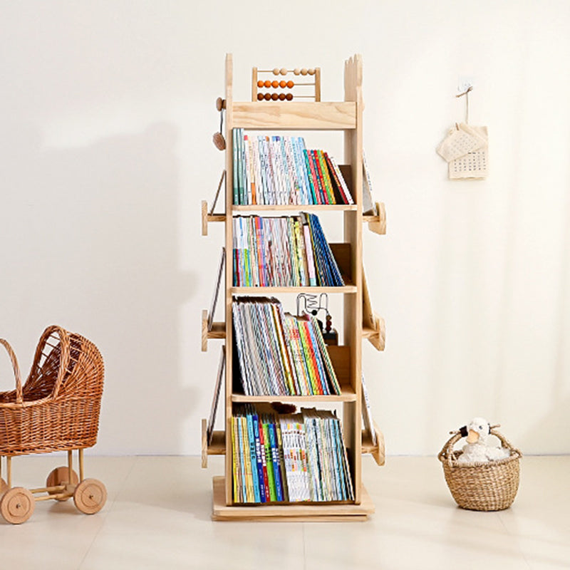 Lumendat Modern Minimalist Kids Pine Wood Rectangular Bookshelf Swivel 4/5 Tiers For Living Room & Bedroom Lumendat
