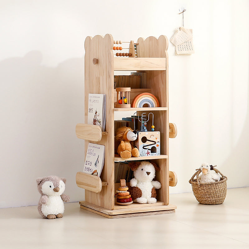 Lumendat Modern Minimalist Kids Pine Wood Rectangular Bookshelf Swivel 4/5 Tiers For Living Room & Bedroom Lumendat