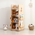 Lumendat Modern Minimalist Kids Pine Wood Rectangular Bookshelf Swivel 4/5 Tiers For Living Room & Bedroom Lumendat