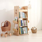 Lumendat Modern Minimalist Kids Pine Wood Rectangular Bookshelf Swivel 4/5 Tiers For Living Room & Bedroom Lumendat