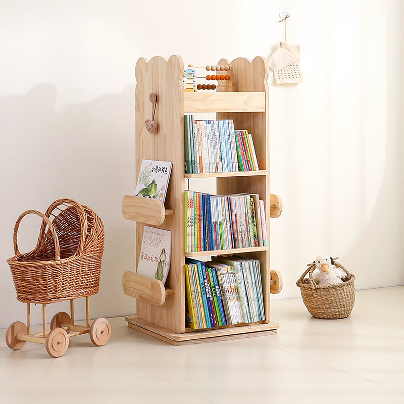 Lumendat Modern Minimalist Kids Pine Wood Rectangular Bookshelf Swivel 4/5 Tiers For Living Room & Bedroom Lumendat
