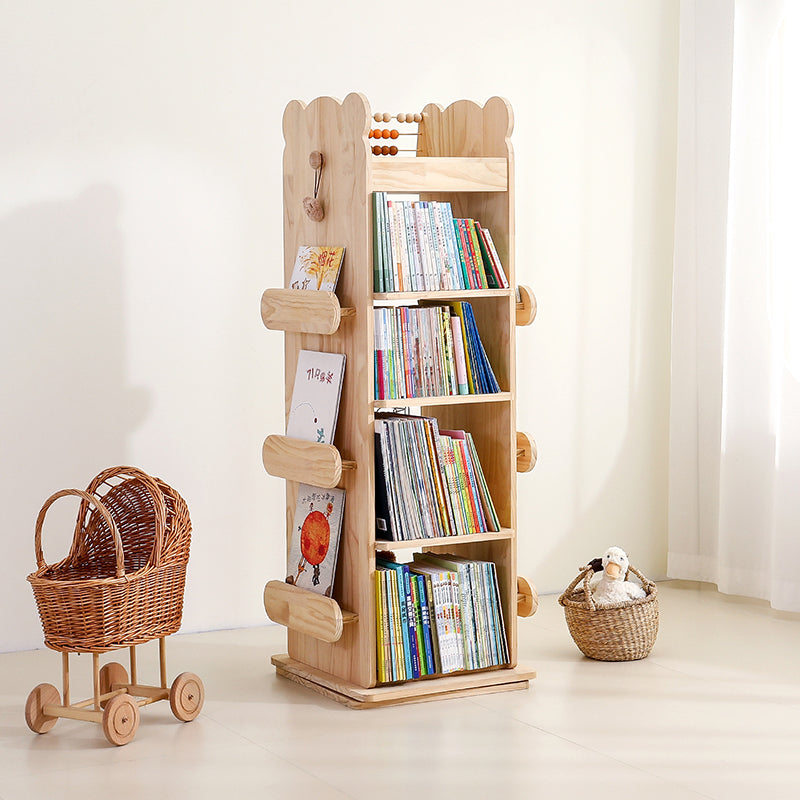 Lumendat Modern Minimalist Kids Pine Wood Rectangular Bookshelf Swivel 4/5 Tiers For Living Room & Bedroom Lumendat