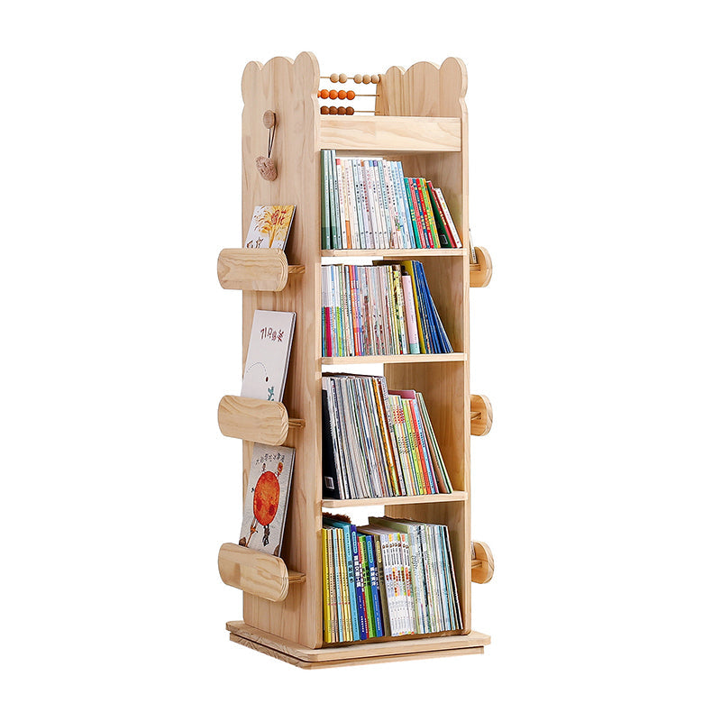 Lumendat Modern Minimalist Kids Pine Wood Rectangular Bookshelf Swivel 4/5 Tiers For Living Room & Bedroom Lumendat