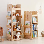 Lumendat Modern Minimalist Kids Pine Wood Rectangular Bookshelf Swivel 4/5 Tiers For Living Room & Bedroom Lumendat