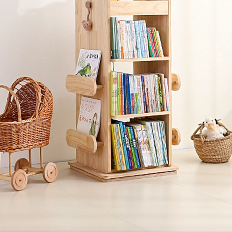 Lumendat Modern Minimalist Kids Pine Wood Rectangular Bookshelf Swivel 4/5 Tiers For Living Room & Bedroom Lumendat