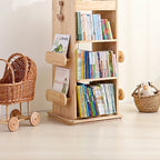 Lumendat Modern Minimalist Kids Pine Wood Rectangular Bookshelf Swivel 4/5 Tiers For Living Room & Bedroom Lumendat