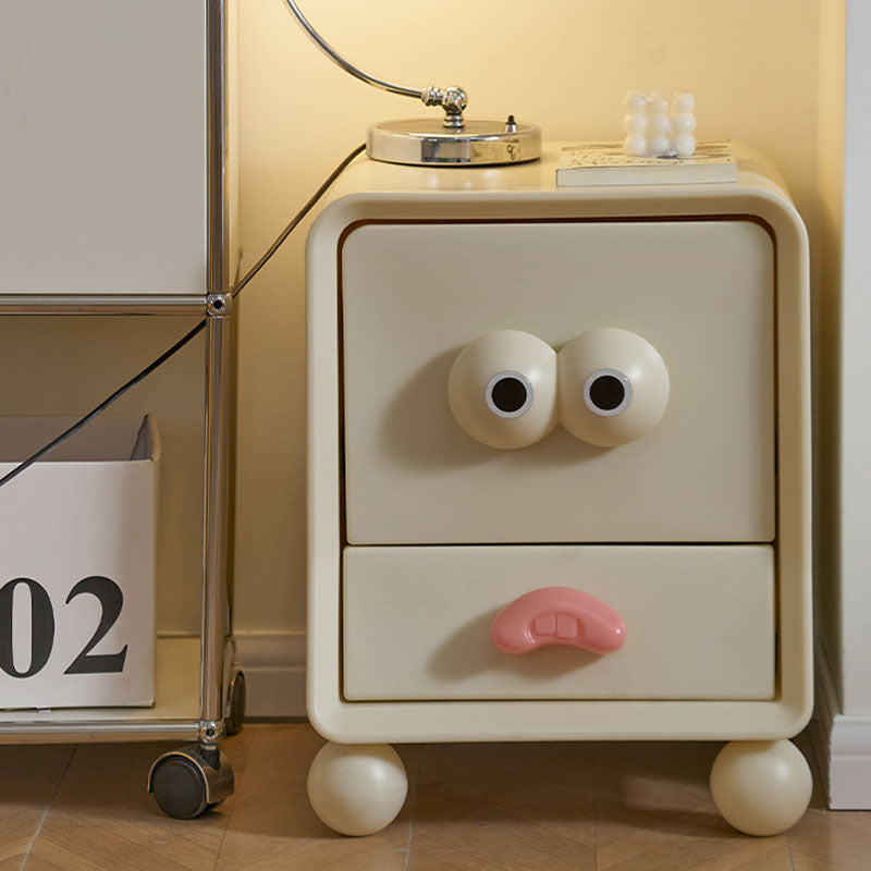 Lumendat Modern Minimalist Square Rectangular PE Kids Cartoon Nightstand 2-Drawer For Bedroom Lumendat