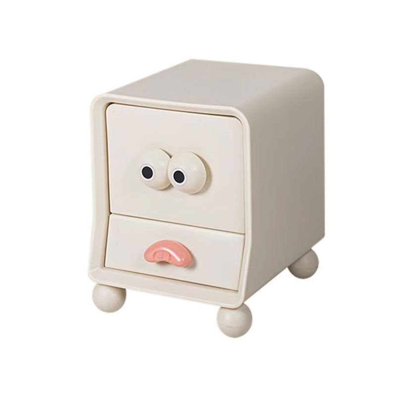 Lumendat Modern Minimalist Square Rectangular PE Kids Cartoon Nightstand 2-Drawer For Bedroom Lumendat