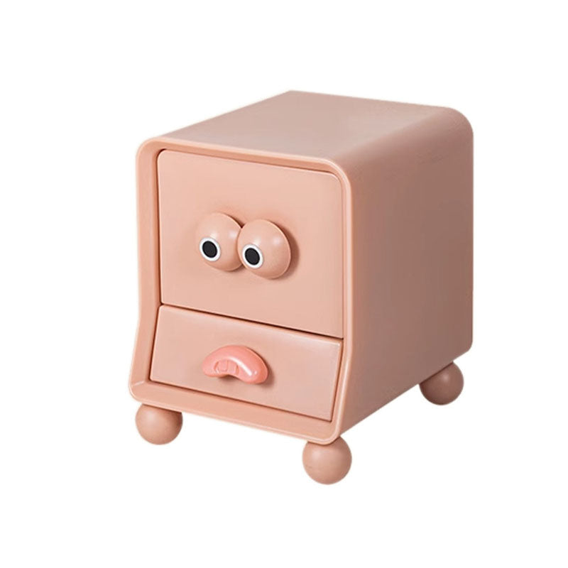 Lumendat Modern Minimalist Square Rectangular PE Kids Cartoon Nightstand 2-Drawer For Bedroom Lumendat