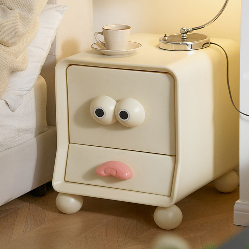 Lumendat Modern Minimalist Square Rectangular PE Kids Cartoon Nightstand 2-Drawer For Bedroom Lumendat