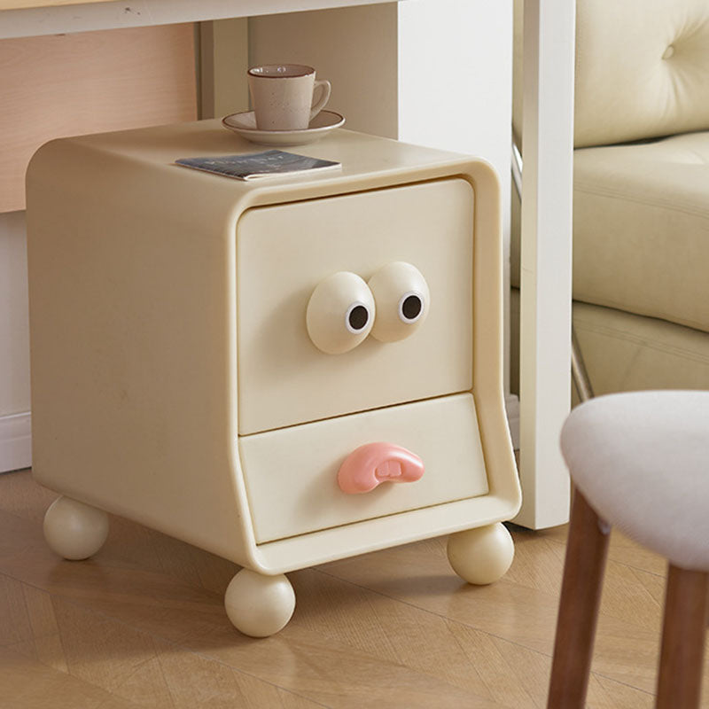 Lumendat Modern Minimalist Square Rectangular PE Kids Cartoon Nightstand 2-Drawer For Bedroom Lumendat