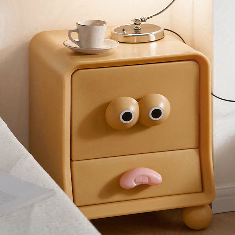 Lumendat Modern Minimalist Square Rectangular PE Kids Cartoon Nightstand 2-Drawer For Bedroom Lumendat