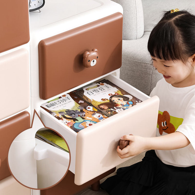 Lumendat Modern Minimalist Square Rectangular Plastic PP Rabbit Bear Kids Storage Cabinet 2/3/4/5/6-Tier For Living Room Lumendat