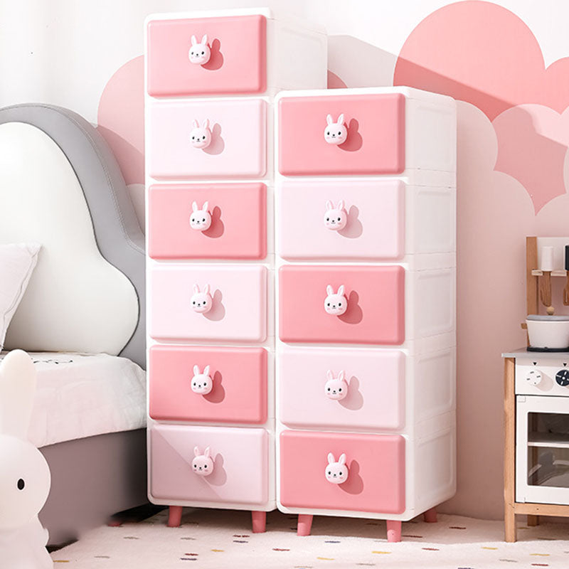 Lumendat Modern Minimalist Square Rectangular Plastic PP Rabbit Bear Kids Storage Cabinet 2/3/4/5/6-Tier For Living Room Lumendat