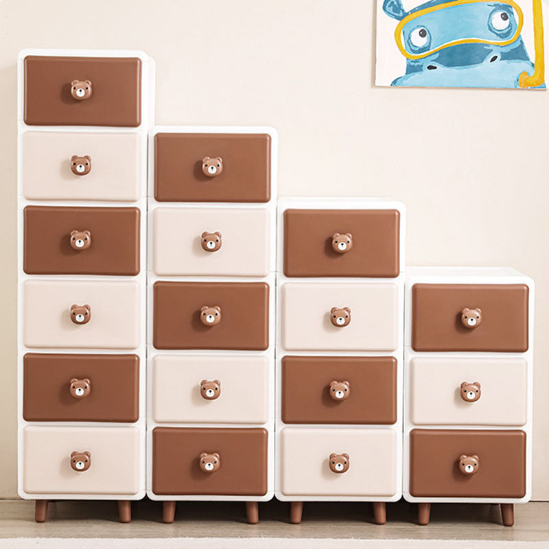 Lumendat Modern Minimalist Square Rectangular Plastic PP Rabbit Bear Kids Storage Cabinet 2/3/4/5/6-Tier For Living Room Lumendat