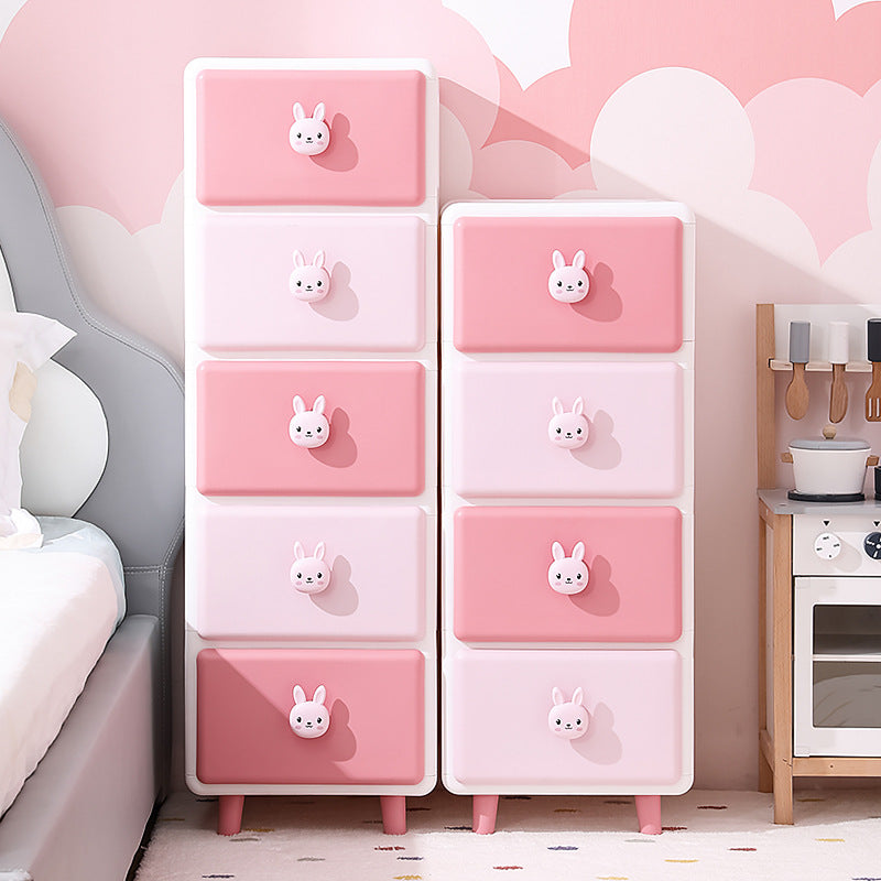 Lumendat Modern Minimalist Square Rectangular Plastic PP Rabbit Bear Kids Storage Cabinet 2/3/4/5/6-Tier For Living Room Lumendat