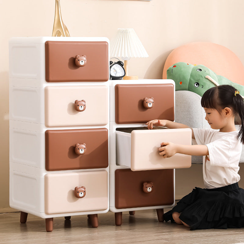 Lumendat Modern Minimalist Square Rectangular Plastic PP Rabbit Bear Kids Storage Cabinet 2/3/4/5/6-Tier For Living Room Lumendat