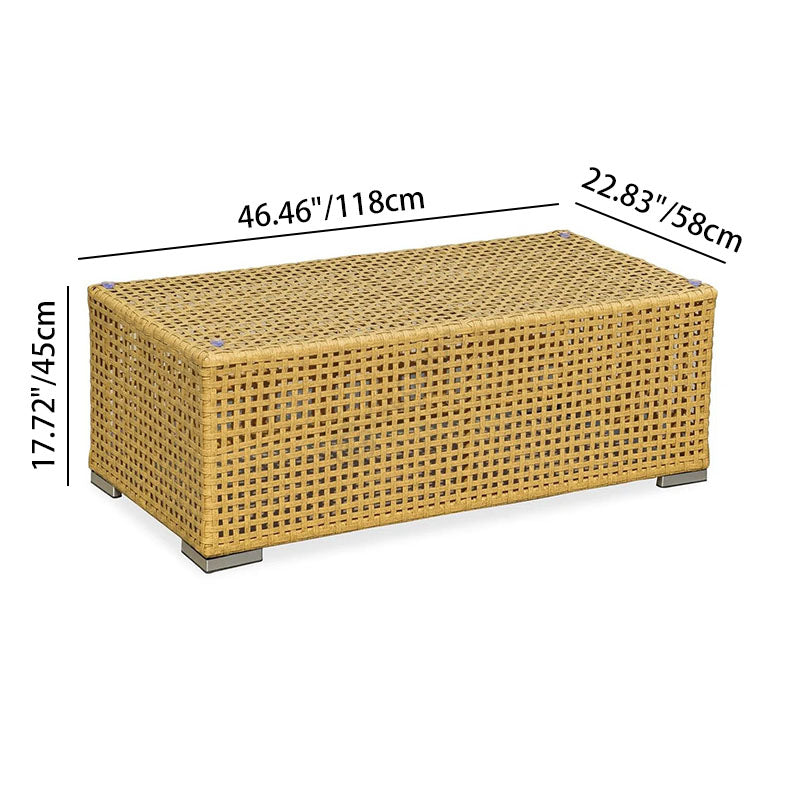 Rustic PE Rattan Weaving Outdoor Coffee Table – 1-Tier Waterproof Design For Outdoor Patio & Garden Lumendat