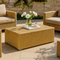 Rustic PE Rattan Weaving Outdoor Coffee Table – 1-Tier Waterproof Design For Outdoor Patio & Garden Lumendat