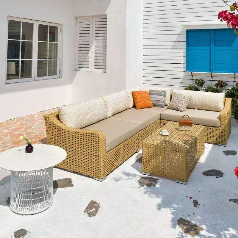 Rustic PE Rattan Weaving Outdoor Coffee Table – 1-Tier Waterproof Design For Outdoor Patio & Garden Lumendat