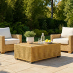 Rustic PE Rattan Weaving Outdoor Coffee Table – 1-Tier Waterproof Design For Outdoor Patio & Garden Lumendat
