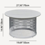 Waterproof Industrial Honeycomb Hollow Outdoor Coffee Table - 1-Tier Durable Stoneware Top For Outdoor Patio & Garden Lumendat